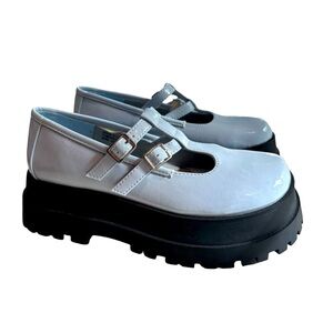 Urban Outfitters Tonia Ice Light Blue Patent Leather Platform Mary‎ Jane Shoes